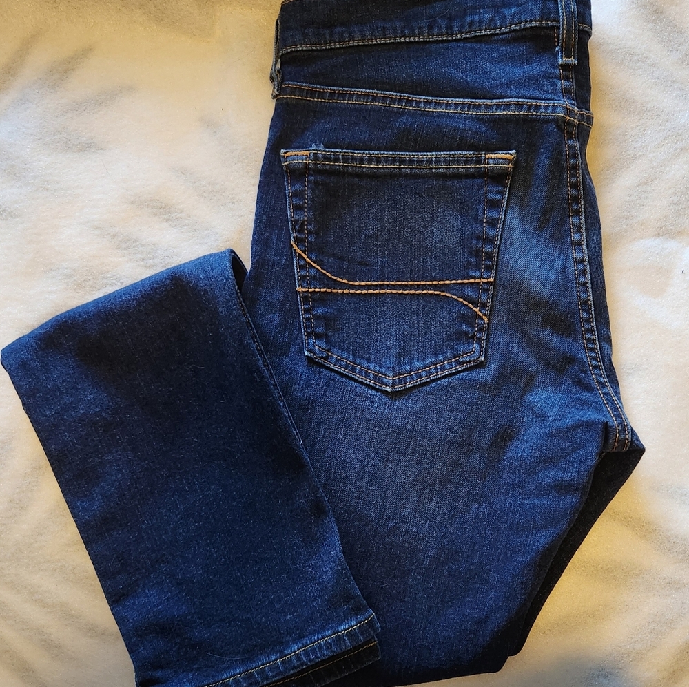 Hollister 32 X 34 Men's Skinny Jeans Dark Blue Denim Rinse New But Washed Skater